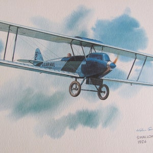 Stary plakat United Airlines Print - Swallow Mailplane C-6 1926 - Galloway Litho Litografia