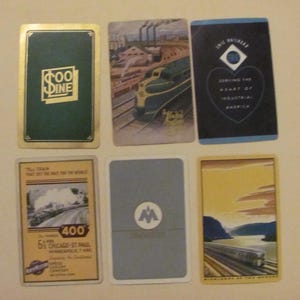 Lotto di 6 carte da gioco vintage souvenir ferroviarie ferroviarie // Single Swap Individual Mid Century Assorted *Spedizione gratuita con tariffa postale*