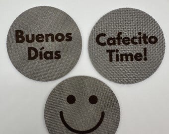Cafecito Espresso Puck Screens (Set of 3) | Cute Coffee Accessories | Gift for Coffee Lovers | 53.5mm Stainless Steel