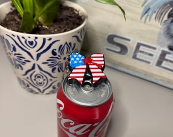 Patriotic Can Tab Opener Keychain | American Flag Soda Can Opener | 3D Printed Memorial Day & 4th of July Beer Can Opener | 'MERICA