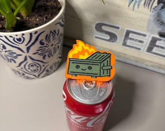 Dumpster Fire Can Tab Opener Keychain | Funny Soda Can Opener | Beverage Tab Puller | Dumpster Fire Drink Opener | 3D Printed Keychain