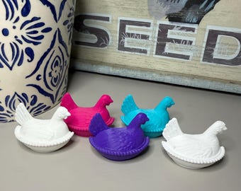 Set of 5 Hen on Nest Magnets | 3D Printed Chicken Mom Gift | Cute Chicken Gift | Gift for Chicken Lovers | Hen on Nest