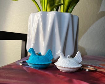 Indiana Hen on Nest Keychain | 3D Printed Chicken Mom Gift | Cute Chicken Gift | Gift for Chicken Lovers | Hen on Nest