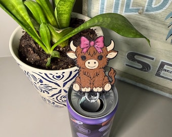 Highland Cow Can Tab Opener Keychain | Soda Can Opener | Easy Open Drink Tab Puller | Highland Cow Lover Gift | 3D Printed Accessibility Aid