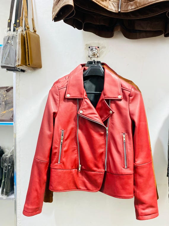 Women’s Genuine Leather Jacket – Handmade Cowhide Coat, Vintage Biker Moto Style, Oversized Bomber Outerwear, Custom Shearling Option