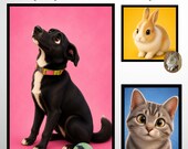 Personalised Pet Cartoon Portrait | Custom Dog, Cat & Rabbit Cartoon | Digital Download | Pet Lover Gift