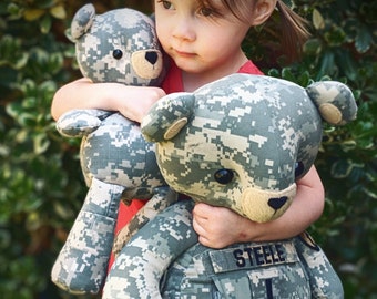 teddy bears made from military uniforms