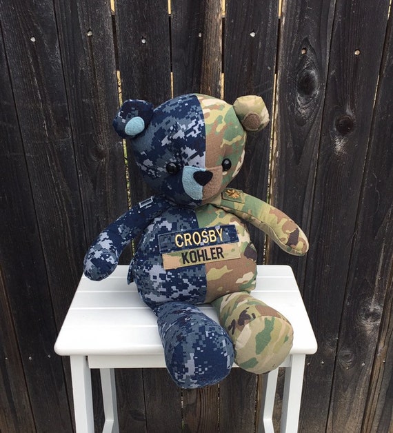 teddy bears made from military uniforms