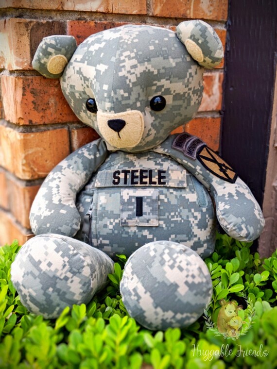 teddy bears made from military uniforms