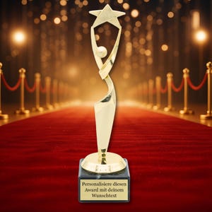 Personalisierte Siegerfigur Star | Pokal mit Gravur | Goldene Trophäe mit Wunschtext | Geschenk für Sport, Wettbewerb & Ehrung