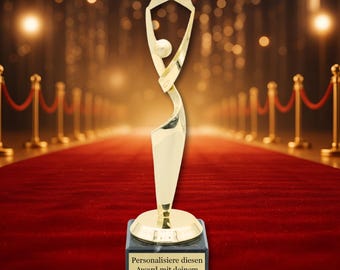 Personalisierte Siegerfigur Star | Pokal mit Gravur | Goldene Trophäe mit Wunschtext | Geschenk für Sport, Wettbewerb & Ehrung