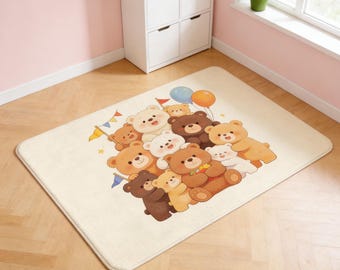 Teddy Bear Cluster Rug, Birthday Gift Area carpet,Birthday decoration for the children's room