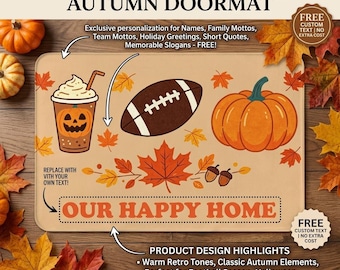 Welcome Fall Football Pumpkin Non Slip Mat Autumn Decor Rug for Kitchen Bathroom Entry