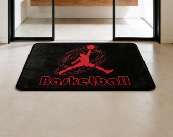 Custom Text Faux Cashmere Rug, Personalized Sports Area Rug, Non Slip Soft Rug for Bedroom, Kids Room, Man Cave
