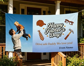 Custom Father's Day Photo Banner, Personalized Dad Banner
