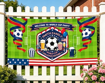 Custom 2026 World Cup Banner, Soccer Party Backdrop, Family Watching Cloth