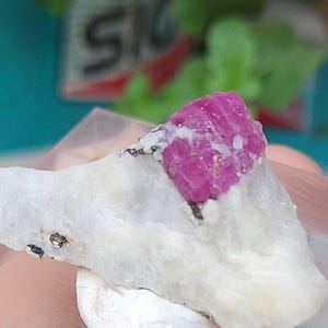 Natural Ruby Crystal on White Matrix Specimen 53 Ct - Rare Mineral Specimen