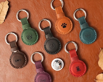 Porte-étiquette AirTag personnalisé, porte-étiquette AirTag en cuir, porte-clés AirTag, porte-clés en cuir