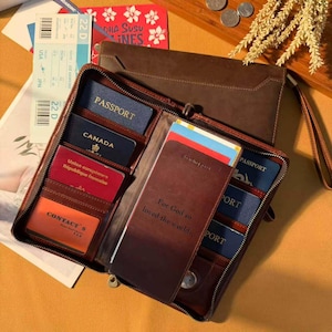 Personalisierter Reisepass-Organizer aus Leder für Teams, RFID-Ledergeldbörse