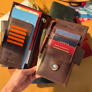 Graduation Trip Passport Wallet for Friends – Holds 4 Passports & 2 Boarding Passes – RFID Crazy Horse Leather Organizer