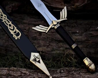 Réplica de la Espada Maestra de la Leyenda de Zelda Link - Espada de espiga completa de acero al carbono - Regalo de jugador de Tears of the Kingdom para él - Accesorio de cosplay medieval