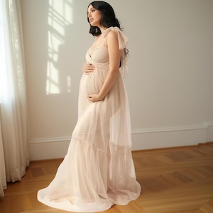 open lace back dress Daisy Romantic Cream Print Maternity Baby Shower Dress main image 0