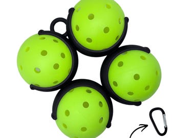 Pickleball Ball Holder – Holds 4 Pickleballs, Clips to Bag, Fence, or Net, Pickleball Accessory