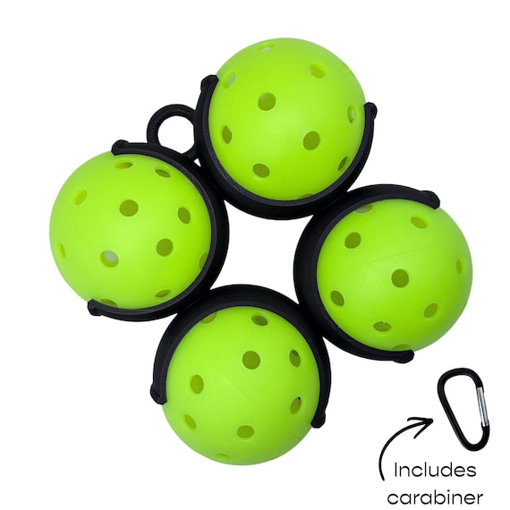 Pickleball Ball Holder – Holds 4 Pickleballs, Clips to Bag, Fence, or Net, Pickleball Accessory