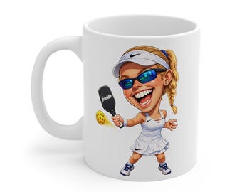Anna Leigh Waters Caricature Mug | Pro Pickleball Legends Series No. 002 | Pickleball Gift | 11oz Coffee Cup