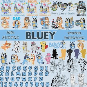 Blue Dog Clipart Bundle: Family, Birthday & Friends SVG PNG (Digital Download)