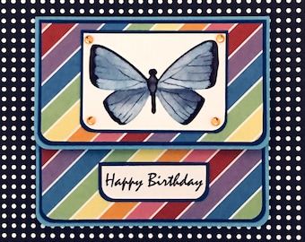 Rainbow Butterfly Birthday: Gift Card Holder, Gift Card Envelope, Gift Card Box, Money Holder, Gift Card Packaging, Money Envelope