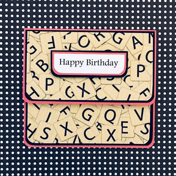 Scrabble Inspired, Birthday Pink: Gift Card Holder, Gift Card Envelope, Gift Card Box, Money Holder, Gift Card Packaging, Money Envelope