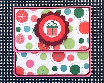 Gift Card Holder: Christmas Dots- Gift Card Envelope, Gift Card Box, Money Holder, Gift Card Packaging, Money Envelope, Stocking Stuffers