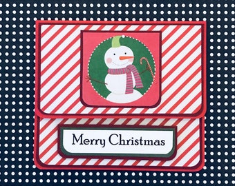 Gift Card Holder: Christmas Snowman- Gift Card Envelope, Gift Card Box, Money Holder, Gift Card Packaging, Money Envelope, Stocking Stuffers