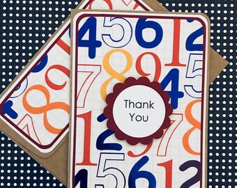 CLEARANCE- Numbers: Thank You Card with Matching Embellished Envelope [ SIDE FGLD ]