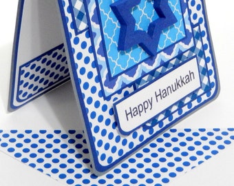 Hanukkah Star of David Card with Matching Embellished Envelope [TOP FOLD]