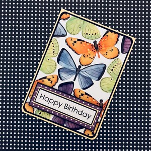 Butterflies Birthday Card with Matching Embellished Envelope TOP FOLD image 3