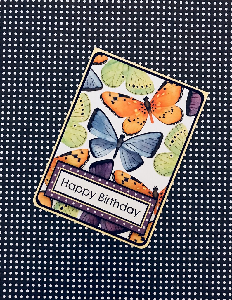 Butterflies Birthday Card with Matching Embellished Envelope TOP FOLD image 3