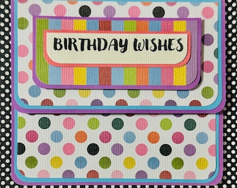 Gift Card Holder: Birthday Polka Dots- Gift Card Envelope, Gift Card Box, Money Holder, Gift Card Packaging, Money Envelope