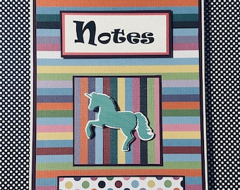 Polka Dots and Stripes Unicorn Love: Spiral Steno Pad, Altered Notepad, Desk Pad, Teachers Gift- 6 x 9 inches [ TOP BOUND ]