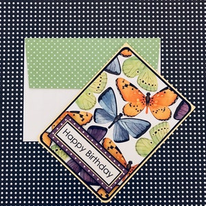 Butterflies Birthday Card with Matching Embellished Envelope TOP FOLD image 2