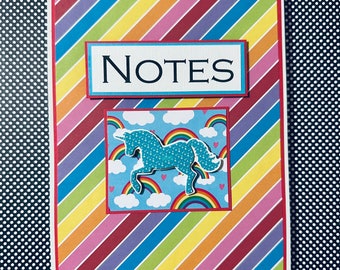 Unicorn Rainbows: Spiral Steno Pad, Altered Notepad, Desk Pad, Teachers Gift- 6 x 9 inches [ TOP BOUND ]