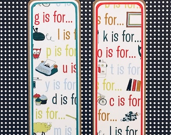 CLEARANCE- Paper Bookmarks, Book Lovers, Handmade Bookmarks, Gift for Teachers, Set of 2 approx. 2 1/2 x 7 in. [ ONE SIDED ]