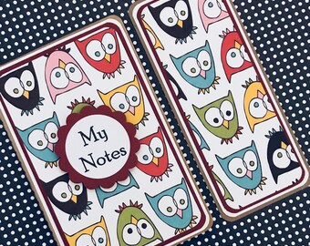 School Teacher Owls: Mini Moleskine Journal with Matching Bookmark