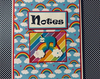 Sloth Rainbows: Spiral Steno Pad, Altered Notepad, Desk Pad, Teachers Gift- 6 x 9 inches [ TOP BOUND ]