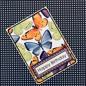 Butterflies Birthday Card with Matching Embellished Envelope TOP FOLD image 4