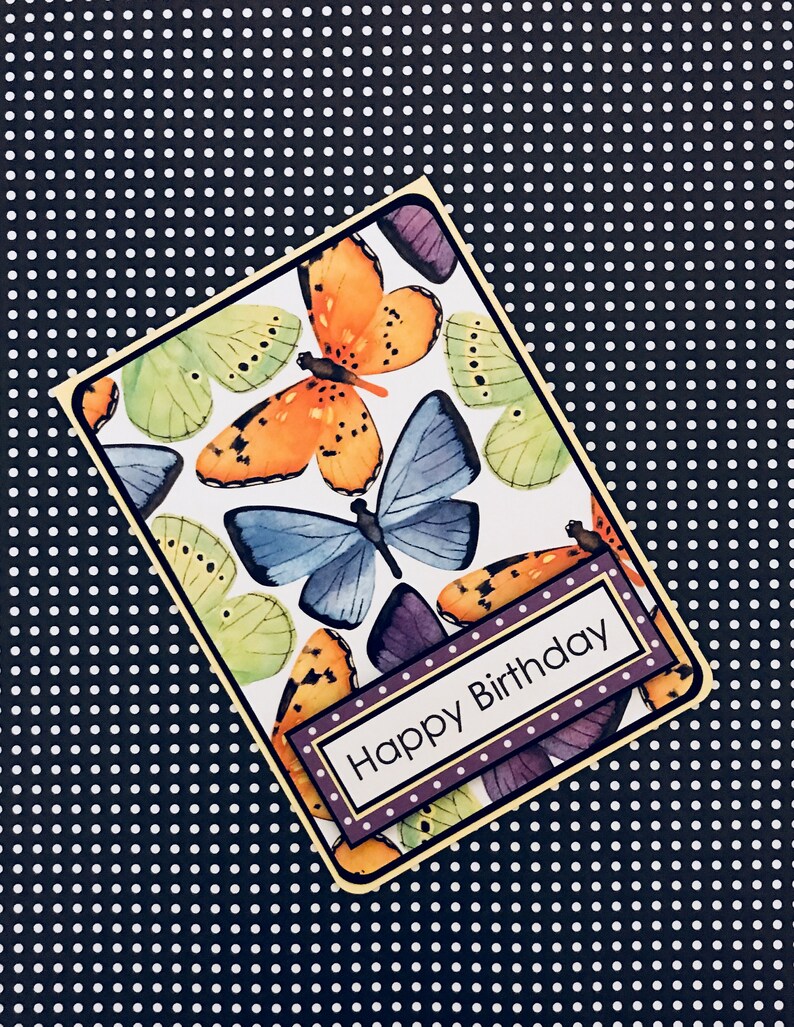 Butterflies Birthday Card with Matching Embellished Envelope TOP FOLD image 4