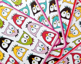 Owls- Blank Stationery, Cards for Teachers, Teachers Gifts, Blank Notecard Boxed, Set of 6 with Matching Embellished Envelopes [SIDE FOLD]