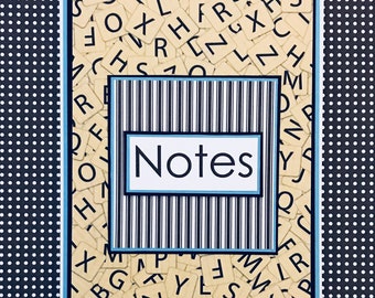 Scrabble Inspired Blue: Spiral Steno Pad, Altered Notepad, Desk Pad, Teachers Gift- 6 x 9 inches [ TOP BOUND ]