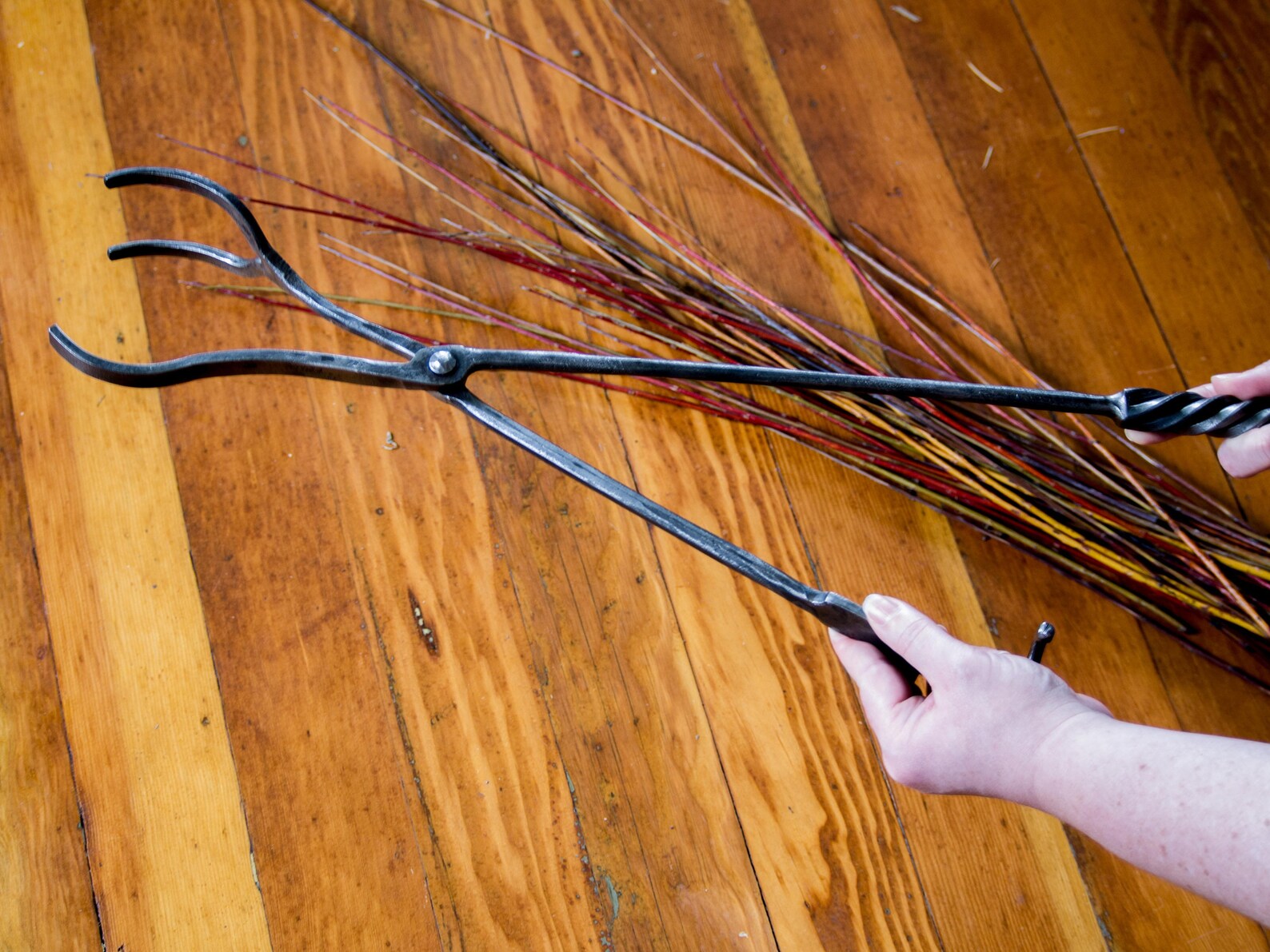 Log Grabber Fireplace Tongs Fire Place Tools Wrought Etsy